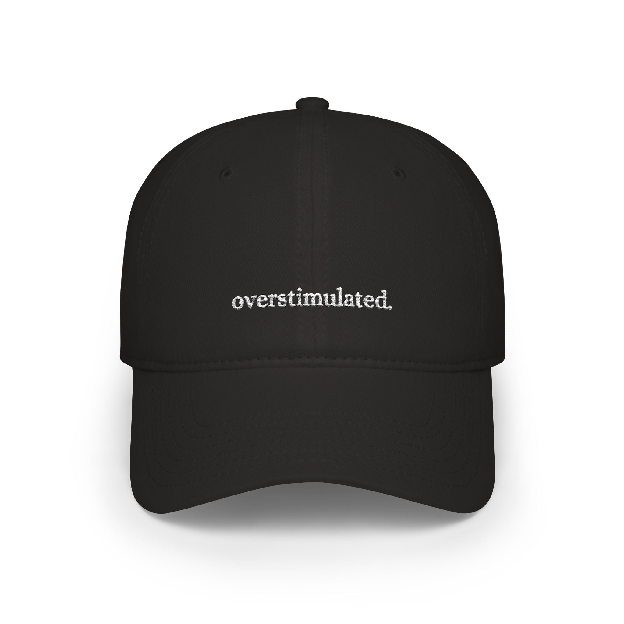 overstimulated embroidered cap | low profile baseball cap, red