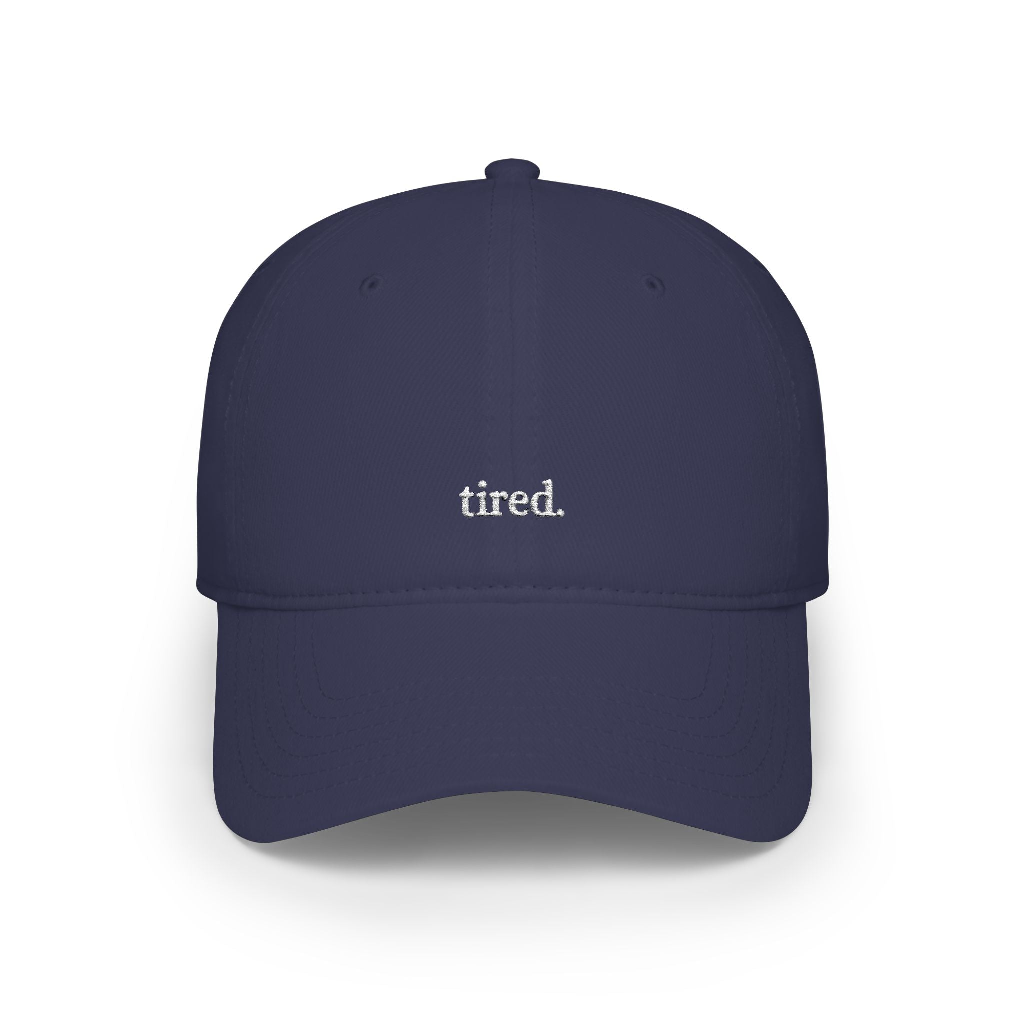 Minimal Tiny Logo baseball cap | red low profile hat, embroidered micro text