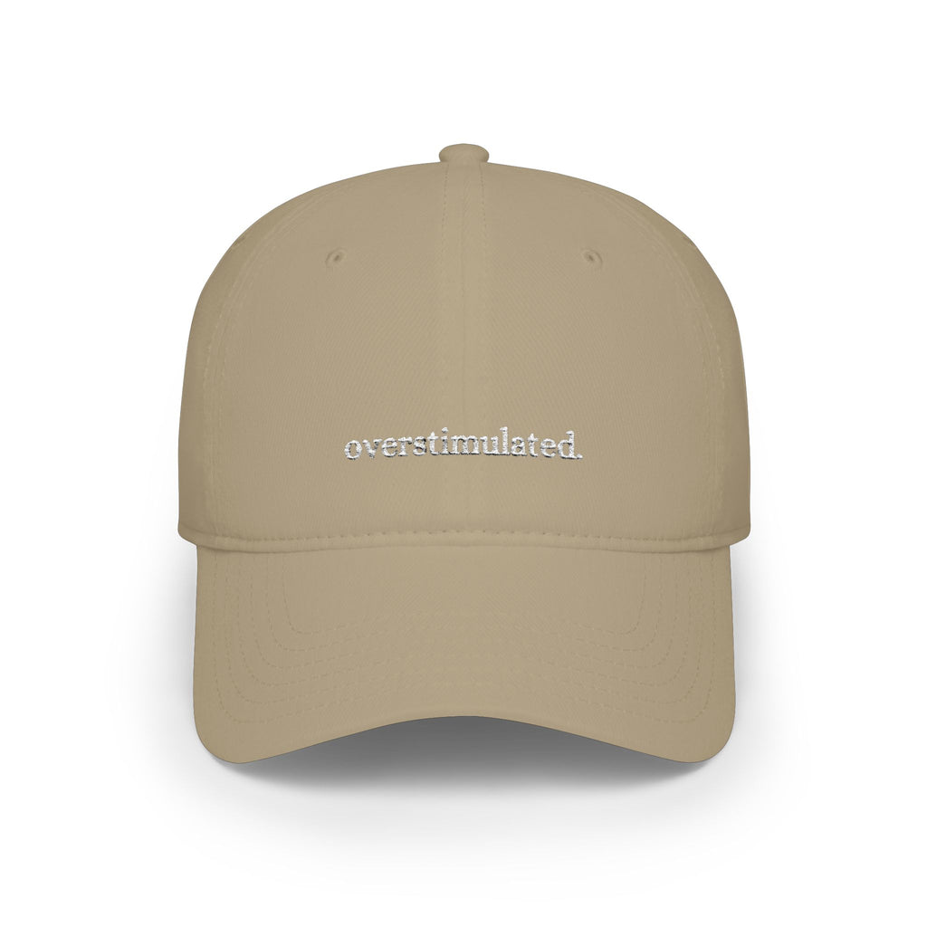 overstimulated embroidered cap | low profile baseball cap, red