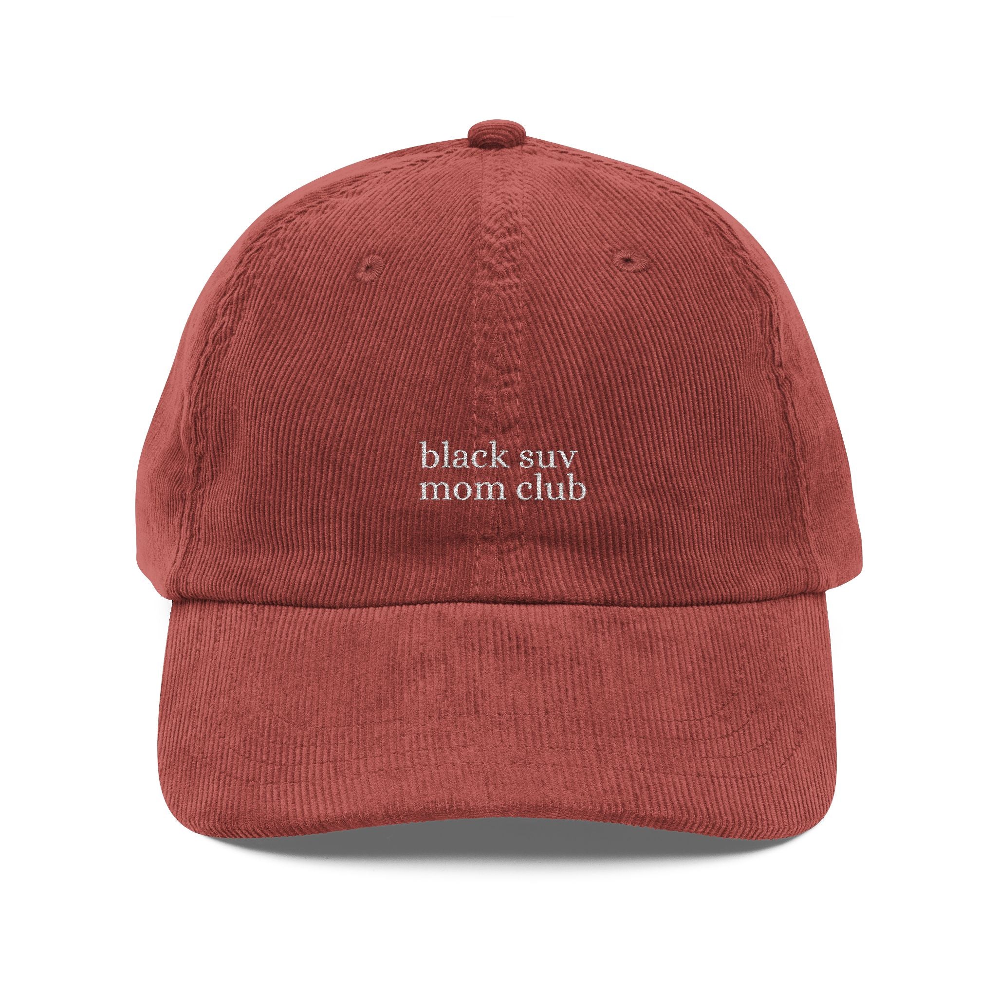 Embroidered Corduroy Cap — "black suv mom club"