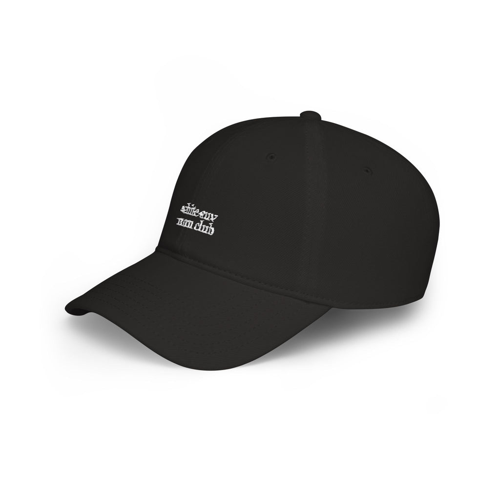 white emy mom club Low Profile Cap | embroidered script logo, red baseball hat