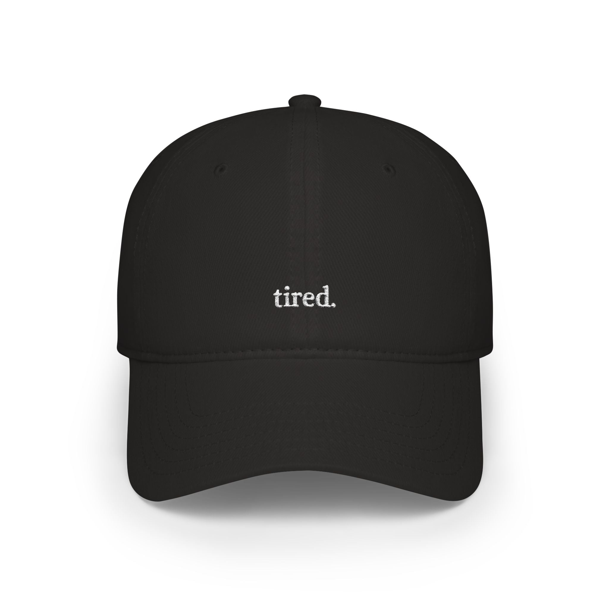 Minimal Tiny Logo baseball cap | red low profile hat, embroidered micro text