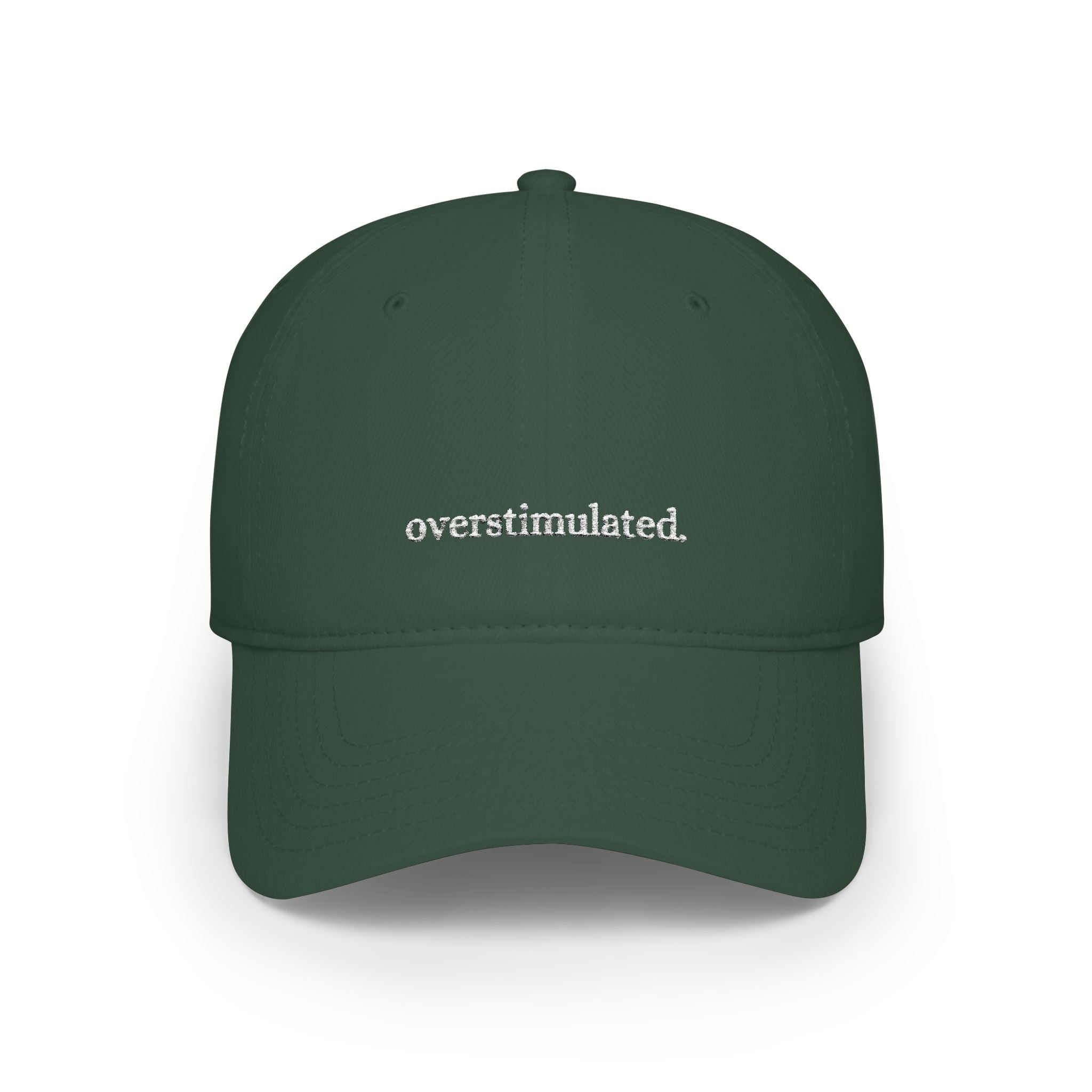 overstimulated embroidered cap | low profile baseball cap, red