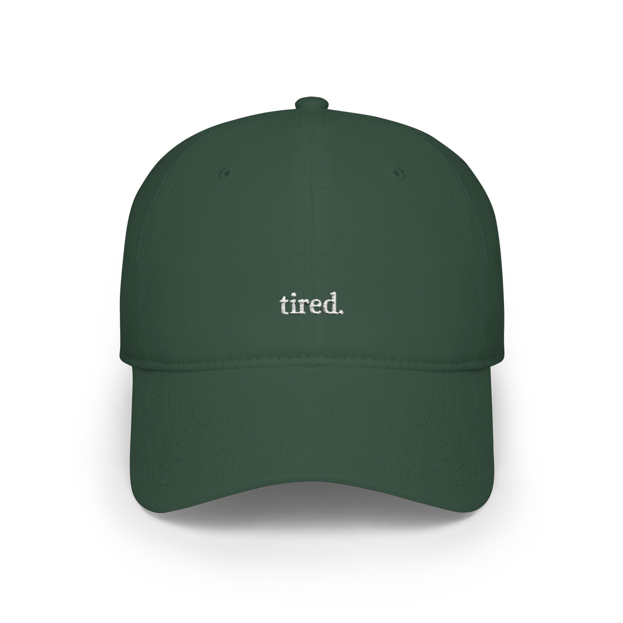 Minimal Tiny Logo baseball cap | red low profile hat, embroidered micro text
