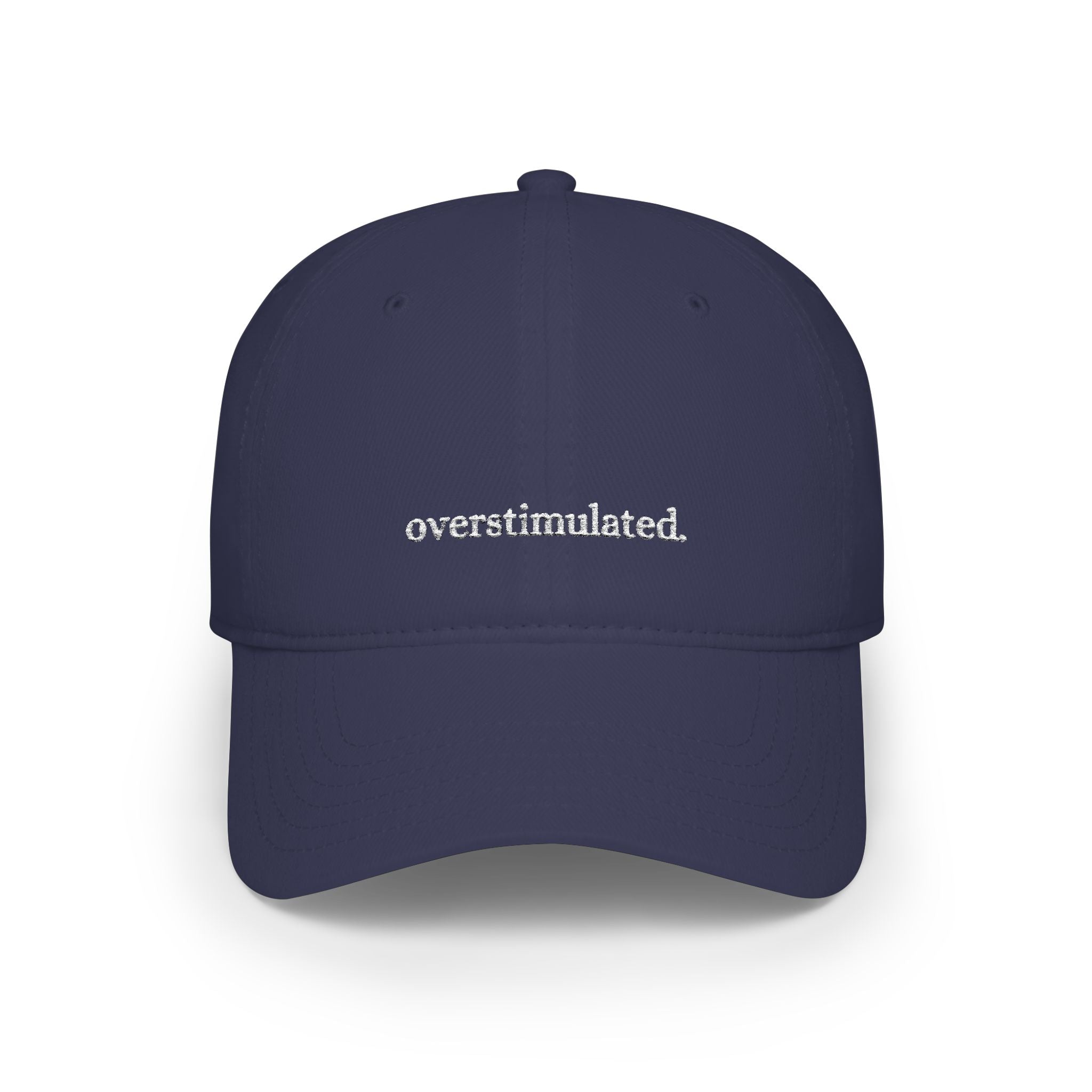 overstimulated embroidered cap | low profile baseball cap, red